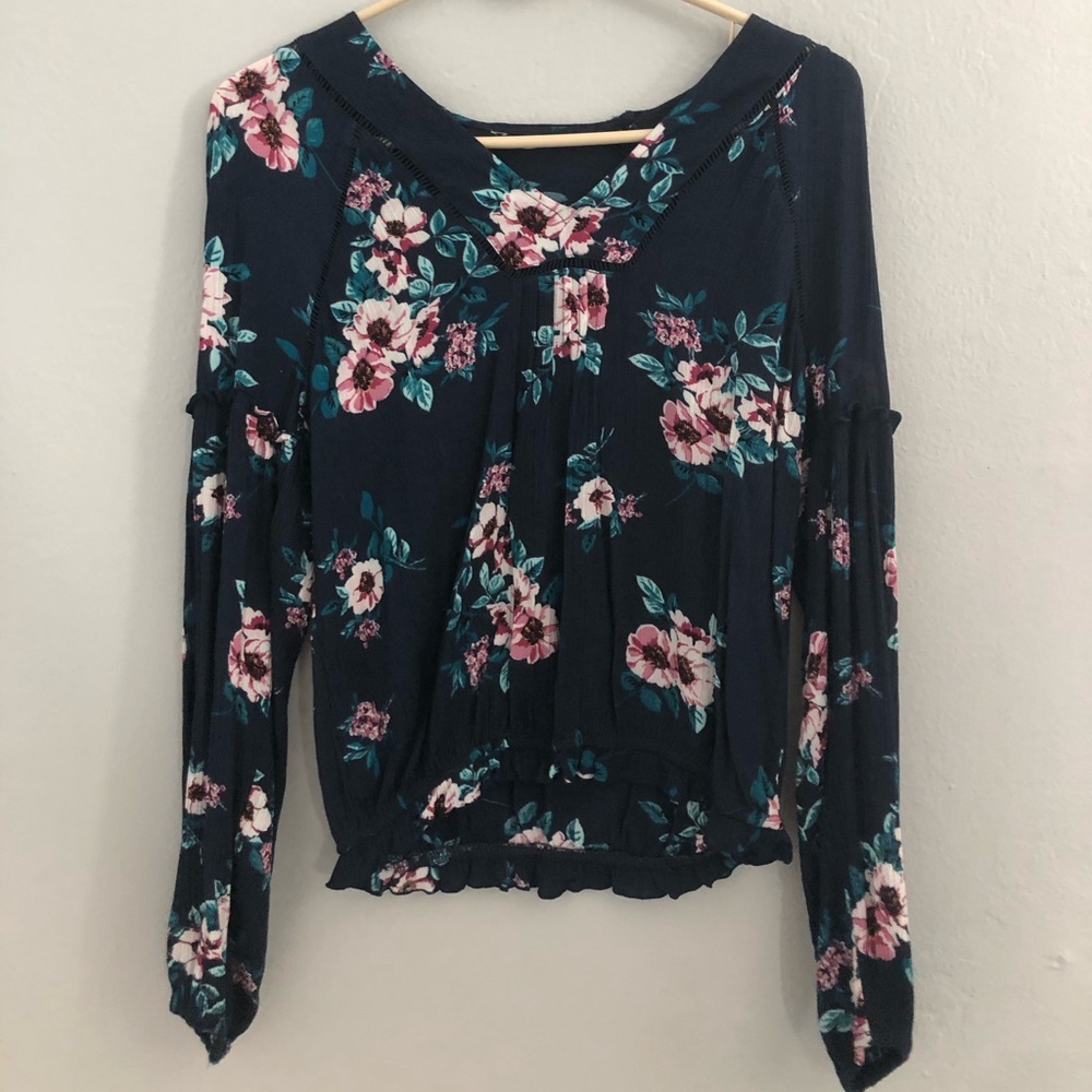 Blue floral blouse